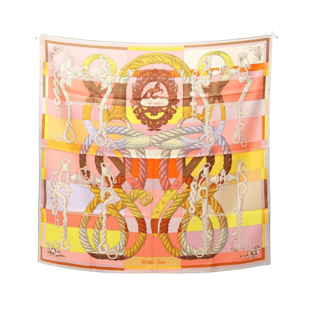 Hermes Carre 90 Della Cavalleria Scarf/Muffler, Silk, Women's, Pink/Multicolor